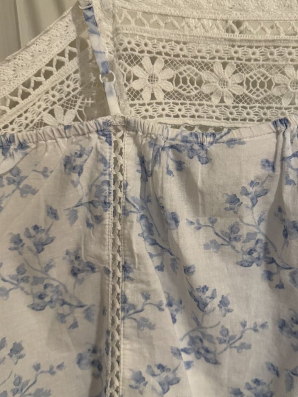 NWT Caroline Constas New York White Blue Floral Lace Trim Cami and Shorts Set - Picture 6 of 11